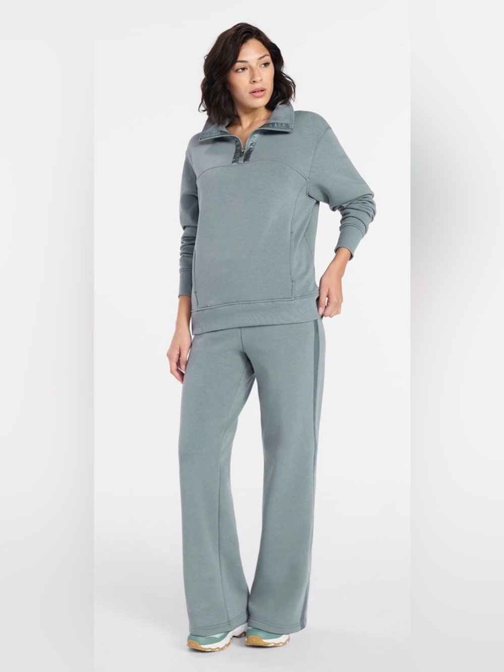 Avia Women's Fleece Quarter-Zip Pullover and Sweatpants loungewear set